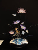 Artisan Glass Lotus Flower – Koi Playing with Lotus