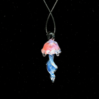 Jellyfish Pendant Hand-Blown Glass - Classic Dome with Tendrils in Lilac Mist