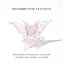 Glass Butterfly Ring Dreamy Colour - Artisan Sparkle with Molten Glass Wings & Adjustable Hypo-allergen Band in 12 Colourways