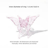 Glass Butterfly Ring Dreamy Colour - Artisan Sparkle with Molten Glass Wings & Adjustable Hypo-allergen Band in 12 Colourways