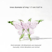 Glass Butterfly Ring Dreamy Colour - Artisan Sparkle with Molten Glass Wings & Adjustable Hypo-allergen Band in 12 Colourways