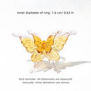 Glass Butterfly Ring Dreamy Colour - Artisan Sparkle with Molten Glass Wings & Adjustable Hypo-allergen Band in 12 Colourways