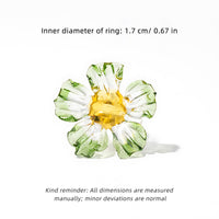 Handmade Glass Flower Ring - Original Design, 100% Lamp-Work Glass, Nickel-Free Adjustable Band, Fits UK Sizes H-S, Unique Petals, Stacked for Rainbow Look