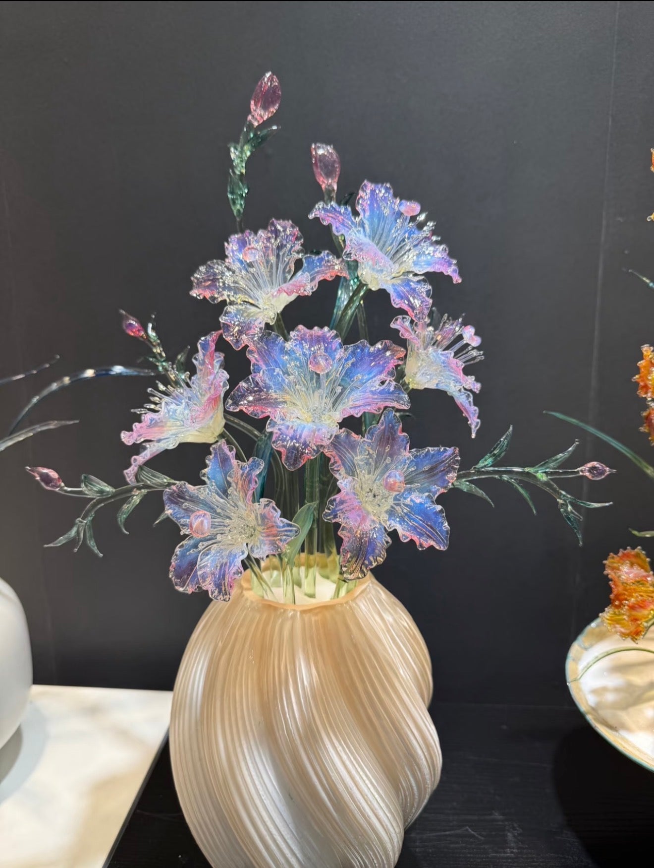 Handmade Color-Changing Lampwork Lily Flower Set