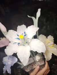 Handmade Lampwork Glass Lily Set – Flower, Bud & Vase