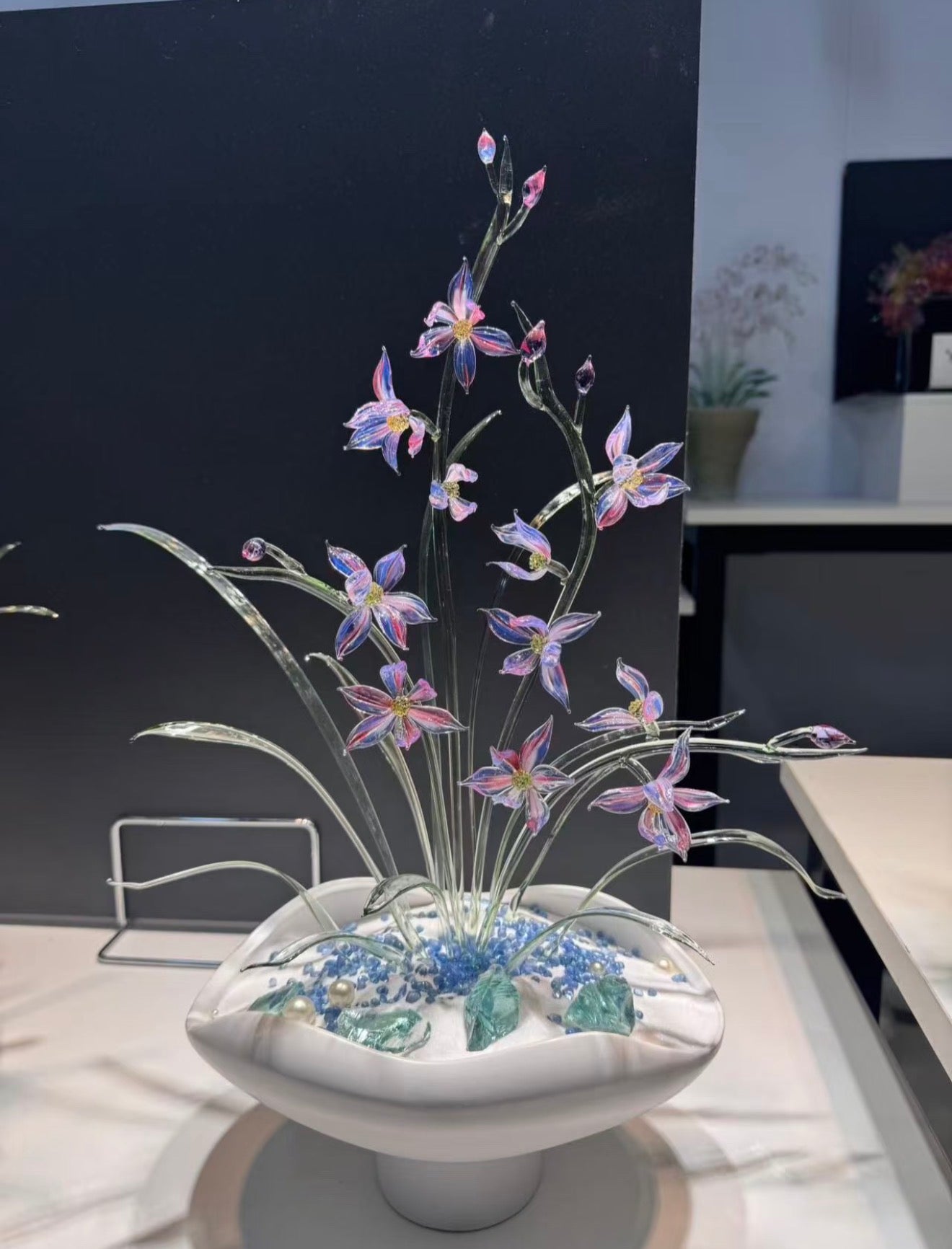 Handmade Glass Orchid Ornament Decor