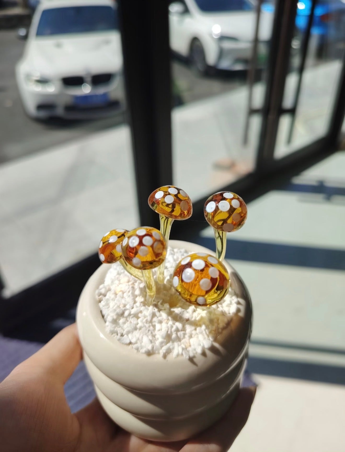 Handmade Glass Mini Potted Plant Ornament – Custom Color