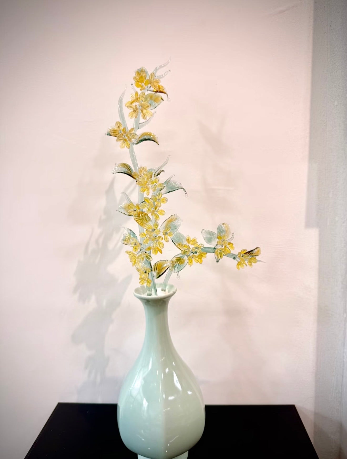 Handmade Lampwork Glass Osmanthus 45cm Decorative Floral Arrangement in Elegant Vase