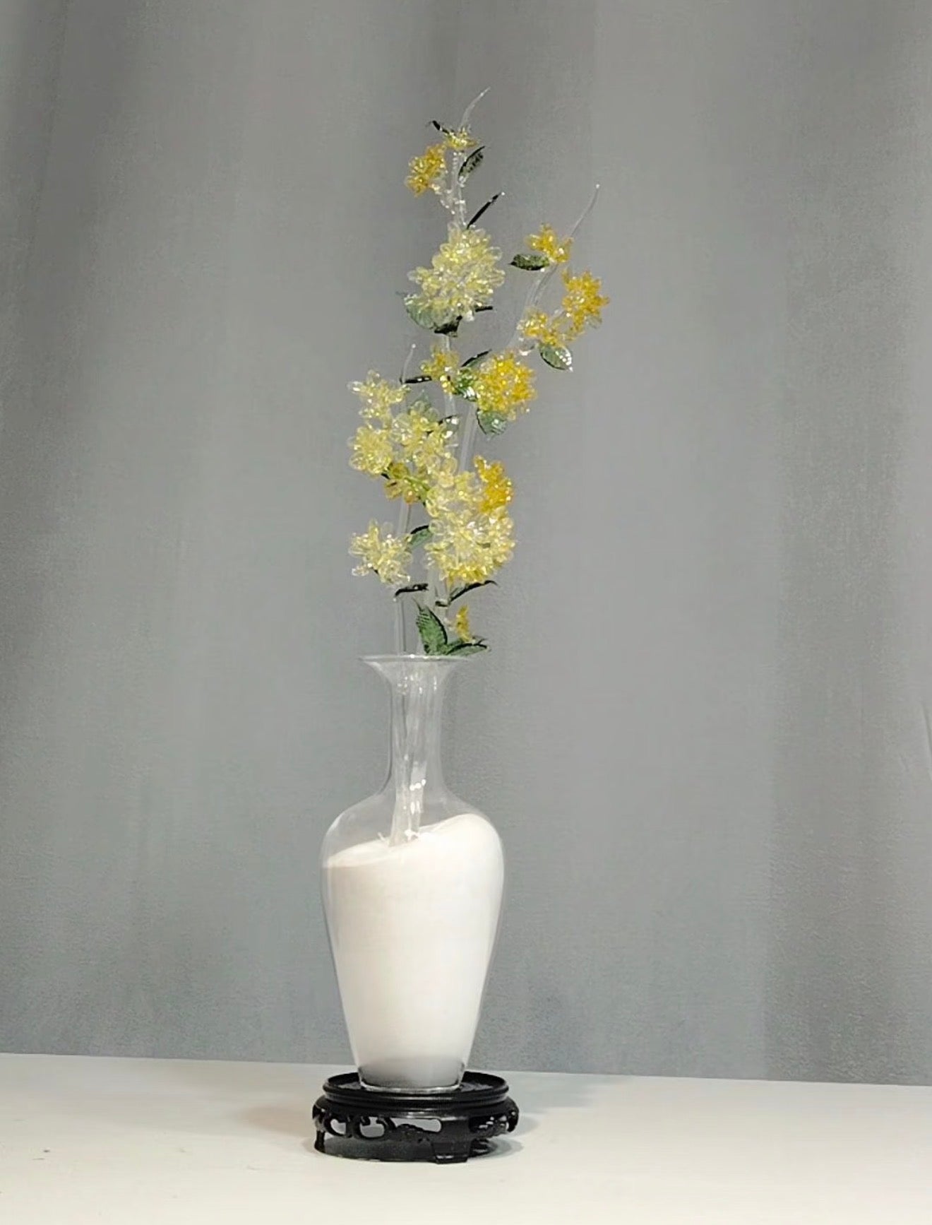 Handmade Lampwork Glass Osmanthus 45cm Decorative Floral Arrangement in Elegant Vase