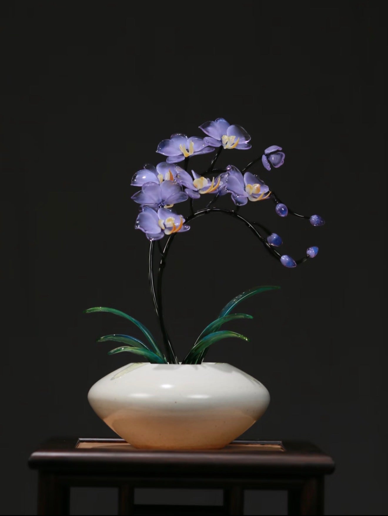 Handmade Lampwork Glass Orchid Figurine – Phalaenopsis