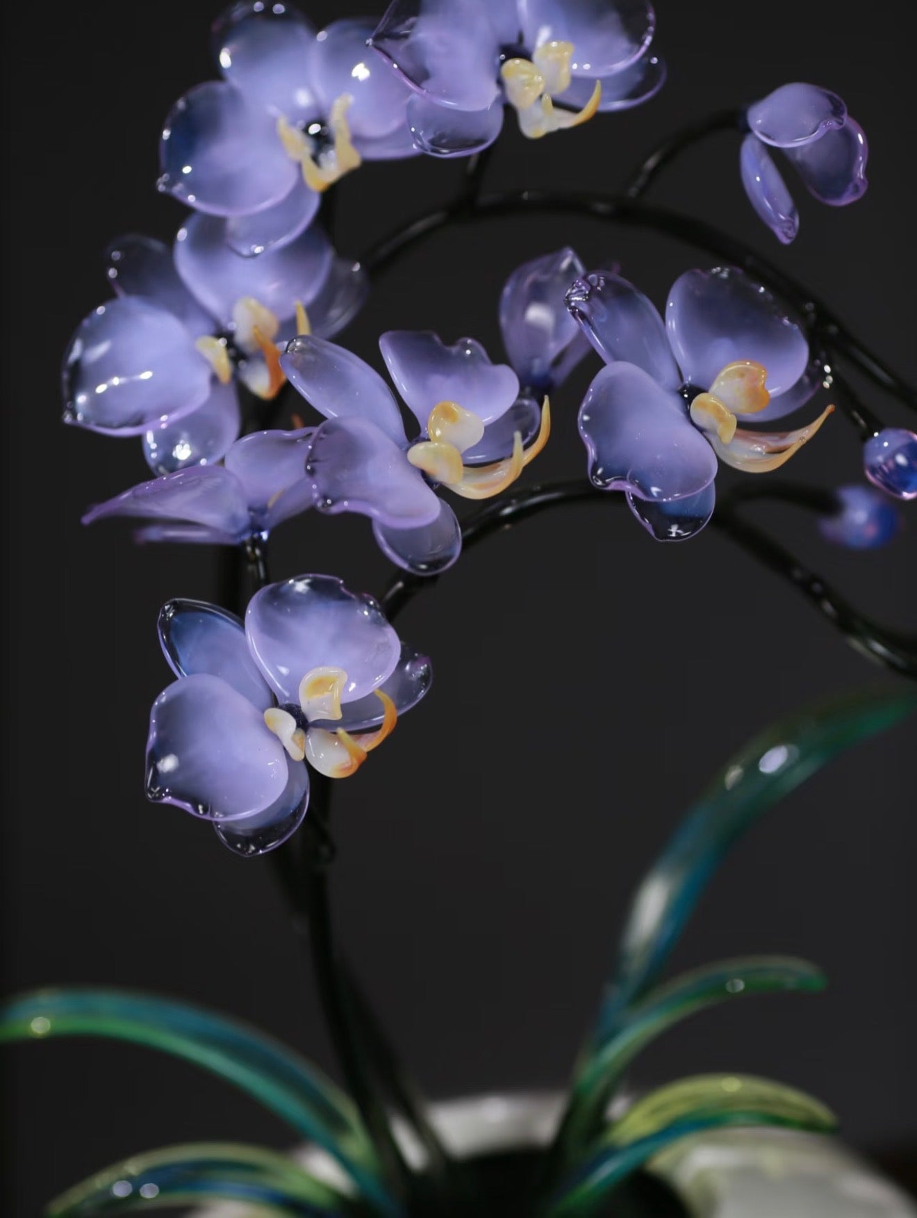 Handmade Lampwork Glass Orchid Figurine – Phalaenopsis