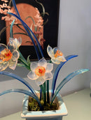 Handmade Lampwork Glass Narcissus Figurine - Fairy of the Waves Collection Artistic Floral Decor Piece