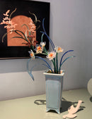 Handmade Lampwork Glass Narcissus Figurine - Fairy of the Waves Collection Artistic Floral Decor Piece