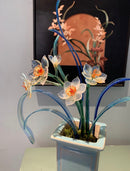 Handmade Lampwork Glass Narcissus Figurine - Fairy of the Waves Collection Artistic Floral Decor Piece