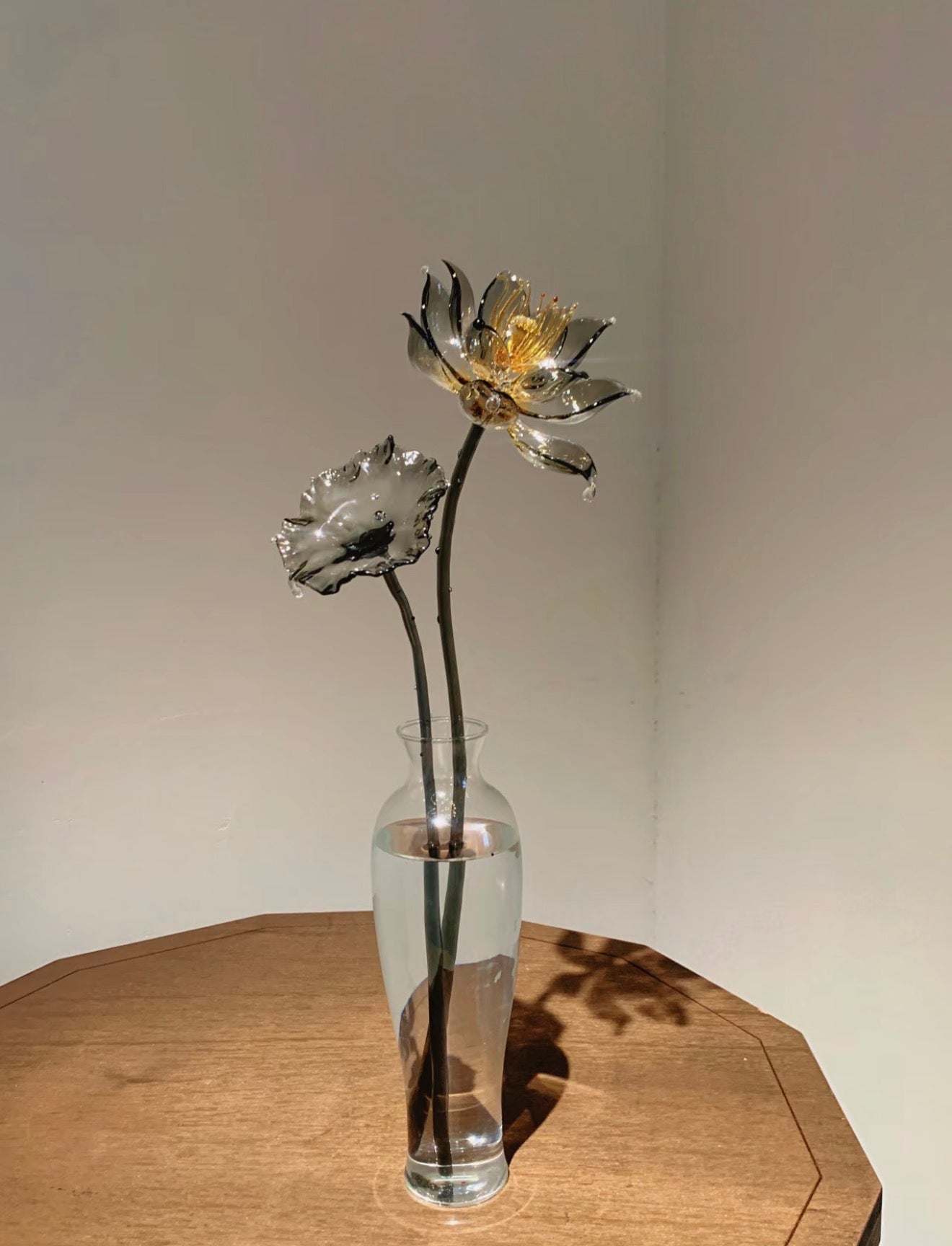 Handmade Glass Lotus Ornament Golden Night Collection Home Decor Unique Floral Art Piece