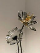 Handmade Glass Lotus Ornament Golden Night Collection Home Decor Unique Floral Art Piece