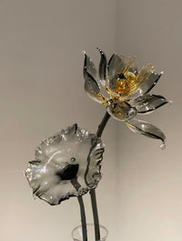 Handmade Glass Lotus Ornament Golden Night Collection Home Decor Unique Floral Art Piece