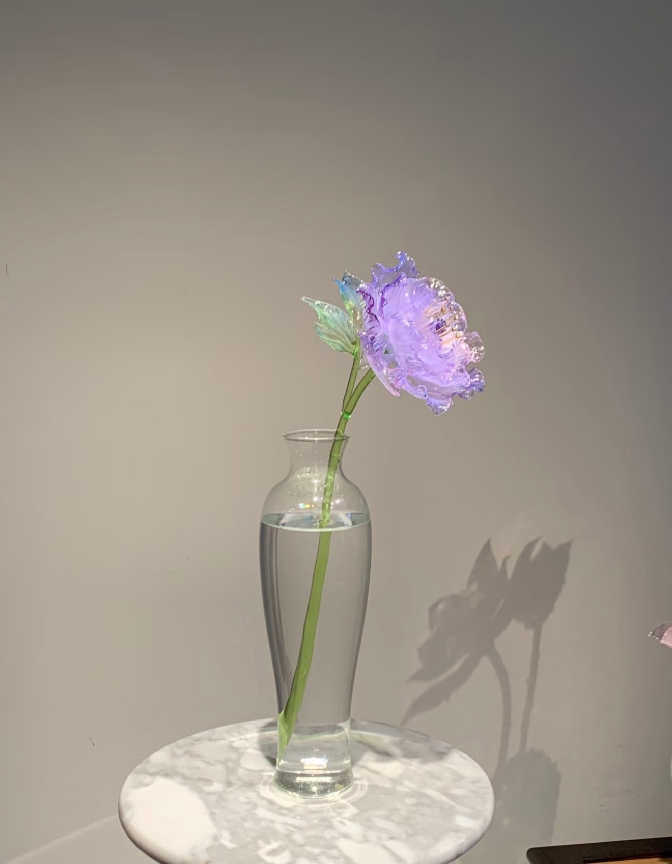 Handmade Glass Peony Art Ornament (Single Stem)