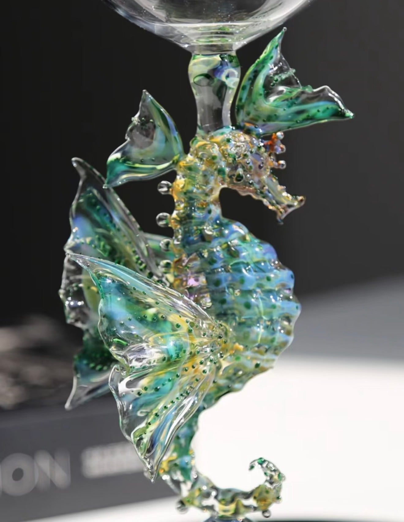 Handmade Lampwork Glass Octopus Wine Goblet with Colorful Design and Unique Shape