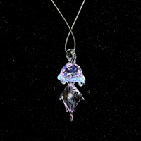 Jellyfish Pendant Hand-Blown Glass - Classic Dome with Tendrils in Lilac Mist