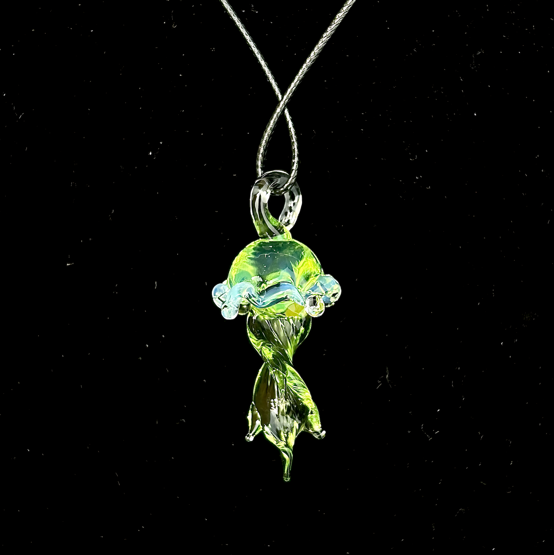 Jellyfish Pendant Hand-Blown Glass - Classic Dome with Tendrils in Lilac Mist