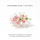 Handmade Glass Flower Ring - Original Design, 100% Lamp-Work Glass, Nickel-Free Adjustable Band, Fits UK Sizes H-S, Unique Petals, Stacked for Rainbow Look