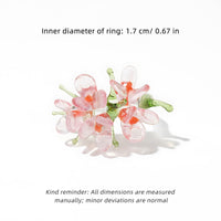 Handmade Glass Flower Ring - Original Design, 100% Lamp-Work Glass, Nickel-Free Adjustable Band, Fits UK Sizes H-S, Unique Petals, Stacked for Rainbow Look