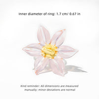 Handmade Glass Flower Ring - Original Design, 100% Lamp-Work Glass, Nickel-Free Adjustable Band, Fits UK Sizes H-S, Unique Petals, Stacked for Rainbow Look