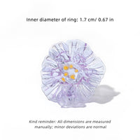 Handmade Glass Flower Ring - Original Design, 100% Lamp-Work Glass, Nickel-Free Adjustable Band, Fits UK Sizes H-S, Unique Petals, Stacked for Rainbow Look