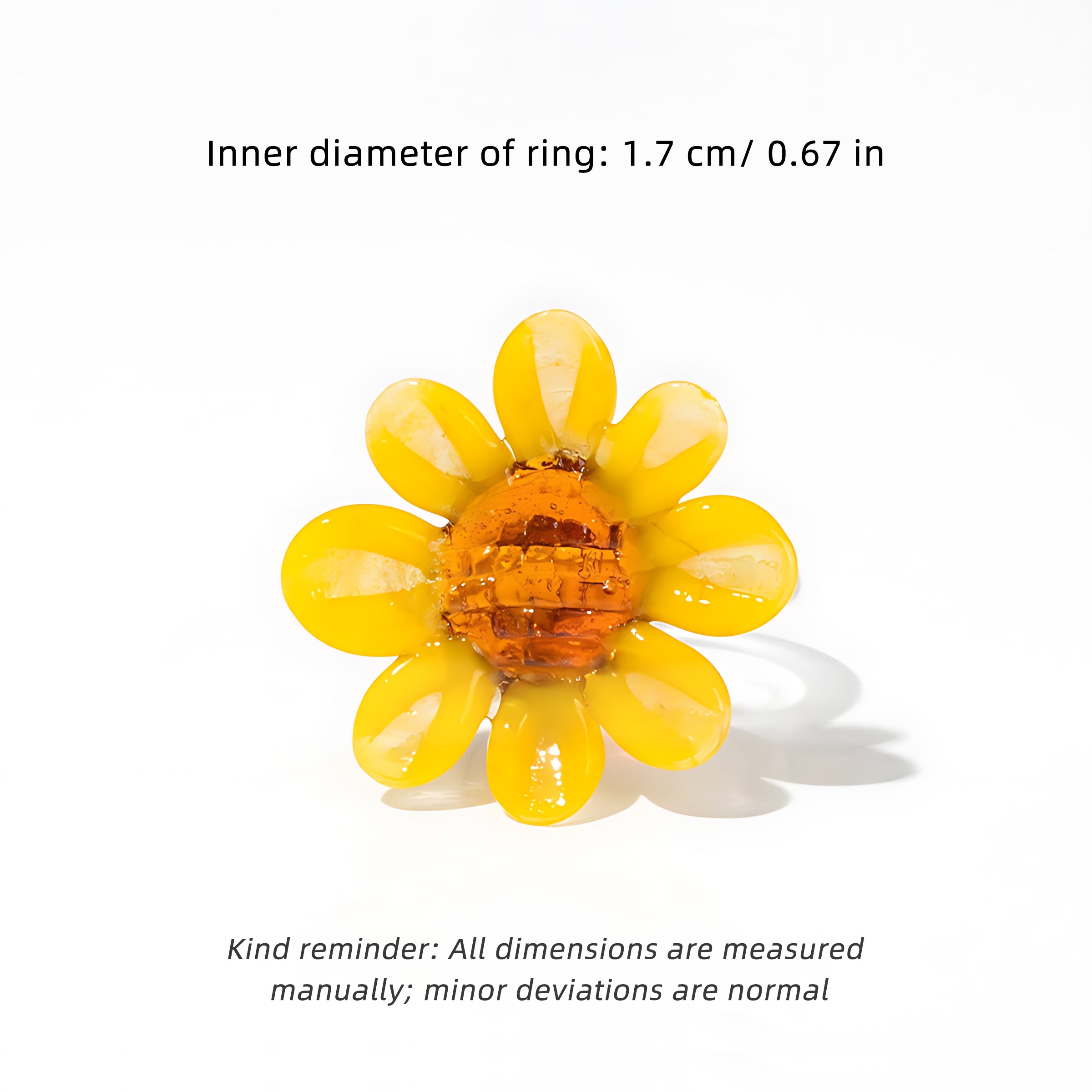 Handmade Glass Flower Ring - Original Design, 100% Lamp-Work Glass, Nickel-Free Adjustable Band, Fits UK Sizes H-S, Unique Petals, Stacked for Rainbow Look