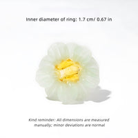 Handmade Glass Flower Ring - Original Design, 100% Lamp-Work Glass, Nickel-Free Adjustable Band, Fits UK Sizes H-S, Unique Petals, Stacked for Rainbow Look