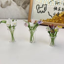 Mini Glass Flower Bouquet – Handcrafted Borosilicate Figurine | Tiny Glass Flower Sculpture, Vase Optional | Home Decor Gift for Her & Mom
