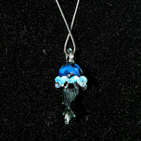 Jellyfish Pendant Hand-Blown Glass - Classic Dome with Tendrils in Lilac Mist